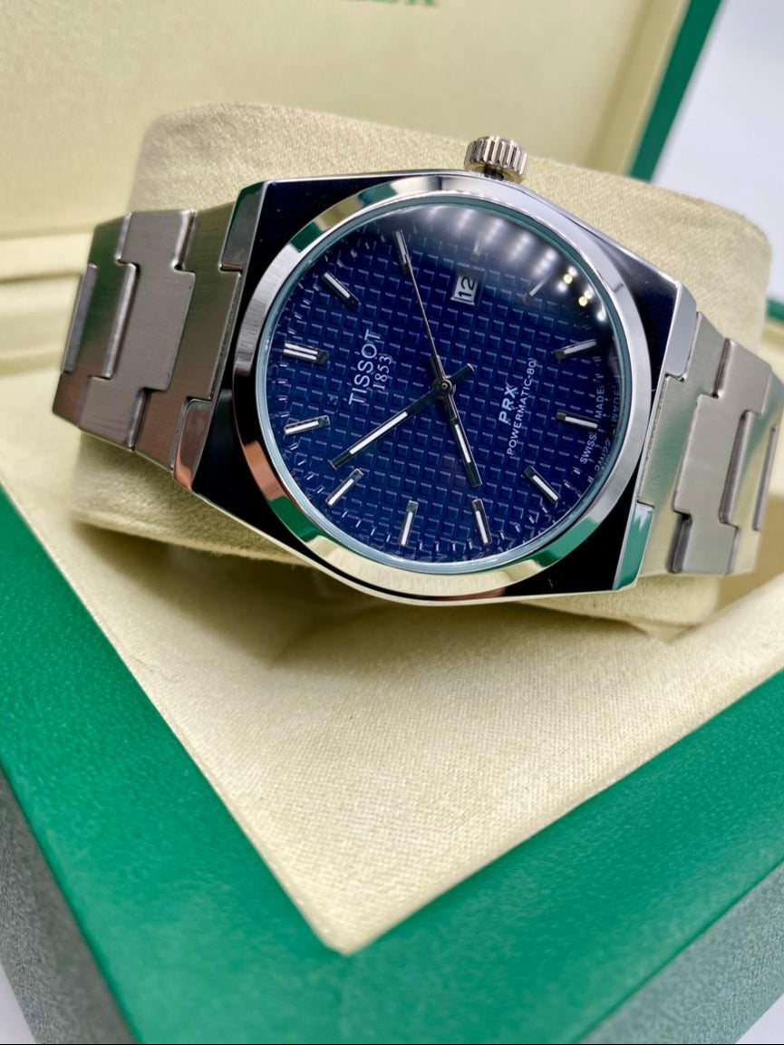 TISSOT PRR Blue Dial with silver chain