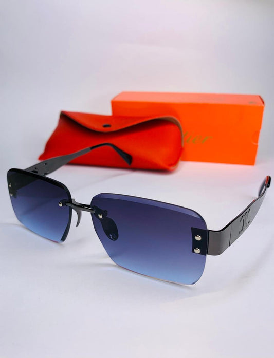 Gucci Rimless Sunglasses – Luxury Black Frame with Blue Gradient Lenses